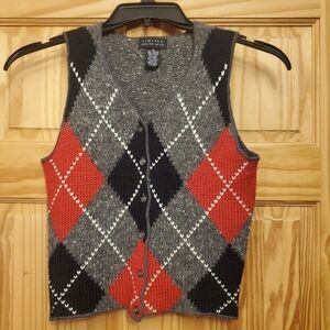 The Limited Wool Blend Argyle Vest XS Vintage Y2K Extra Small